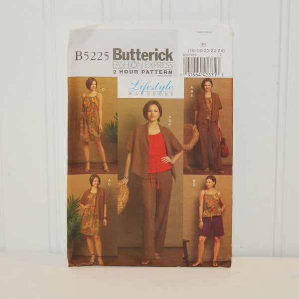 Butterick B5225 Fashion Express 2 Hour Pattern (c. 2008) Misses', Plus Size 16-24, Jacket, Top, Dress, Shorts and Pants, Business Clothes