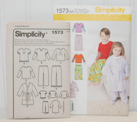 Simplicity 1573 Toddler & Child's Robe, Pants, Knit Tops (c. 2013) Child Sizes 1/2-3, Nighttime Wear, Cute Bedtime Wear, Child Gift Ideas