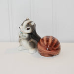 Vintage Ceramic Skunk and Walnut Salt and Pepper Shakers, Made In Japan (c. 1950's) Mid Century Kitsch, Collectible Salt and Pepper