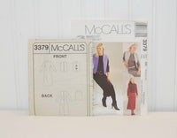 McCall's 3379 3 Hour Dress & Vest (c. 2001) Misses' and Petite Sizes 8-14, Lined Vest, Long Sleeve Dress, Business Attire, Carefree Dress