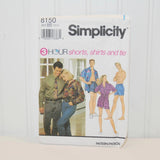 Vintage Simplicity 8150 (c. 1996) Size Large-Extra Large 3 Hour Shorts, Shirts and Tie For Misses, Men or Teens, Easy Sewing, Summer Wear