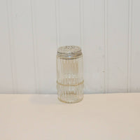 Vintage Clear Ribbed Glass Jar with Original Aluminum Shaker Lid (c. 1930's?) Depression Era Glass, Kitchen Storage and Decor, Country Decor