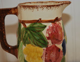 Vintage Clinchfield Artware Pottery Handpainted Sculptured Fruit Water Pitcher, Cash Family Pottery, Erwin, Tennessee (c. 1950's-1960's)