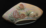 Scarce Vintage Roselane Pottery Pinecone Pattern Unique Shaped Bowl (c. 1940's-1950's) Pasadena, California Pottery, Iridescent Glaze