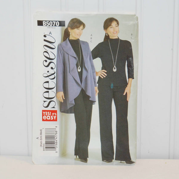 Butterick B5070 See & Sew Yes! It's Easy (c. 2007) Misses' Extra Small-Medium Jacket, Top and Pants