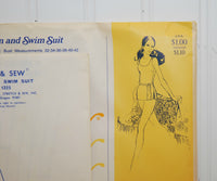 Vintage Stretch and Sew 1325 Sun and Swim Suit Sewing Pattern by Ann Person (c. 1974) Sizes 8-18, Bust Sizes 32-42, Retro Swimsuit
