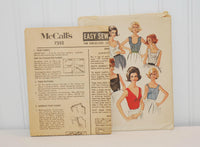 Vintage McCall's 7352 Tank Top/Blouse, Detachable Modesty Pieces (c. 1964) Misses' Size 10, Bust 31, Retro Tank Top, V-neck Top, Retro Style