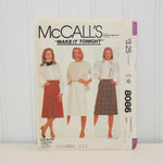 Shown in this photo is the front of the paper envelope for McCall's 8086. It features three women in blouses and skirts. This comes from McCall's "Make it tonight" line.