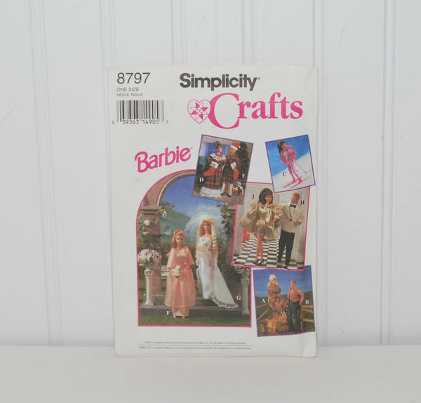 Vintage Simplicity 8797 Sewing Pattern For Mattel Barbie (c. 1994)