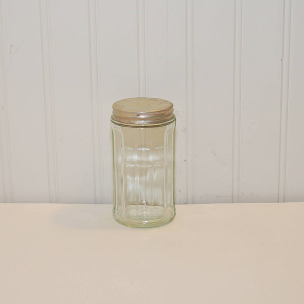 Vintage Clear Ribbed Glass Jars with Original Aluminum Lids (c. 1930's?) Depression Era Glass, Kitchen Storage and Decor, Country Home Decor