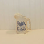 Vintage Metlox Provincial Blue Utility Pitcher, Poppytrail (c. 1950-1982) 24 oz Water Pitcher, Blue Dinnerware, Farm Scene, Country Kitchen