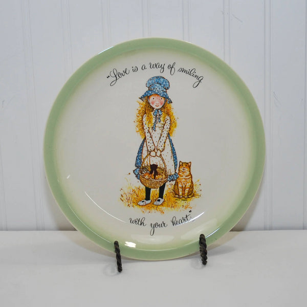 Vintage Holly Hobbie Decorative Plate "Love Is A Way Of Smiling With Your Heart" (c. 1972) American Greetings Corporation, Collector's Plate