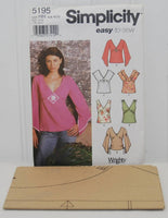 Simplicity 5195 Easy-To-Sew Woman's V-Neck Top (c. 2004) Misses' Sizes 6-12, Spring, Summer Top, Easy Sewing Pattern, Flared Sleeve