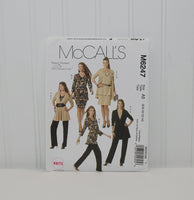 McCall's M6247 Nancy Zieman Thirty Minutes To Sew Outfit Sewing Pattern (c. 2010) Misses' Sizes 6-14, Jacket, Tops, Sash, Skirt, Pants