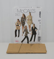 McCall's M6247 Nancy Zieman Thirty Minutes To Sew Outfit Sewing Pattern (c. 2010) Misses' Sizes 6-14, Jacket, Tops, Sash, Skirt, Pants