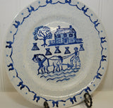 Vintage Collectible Metlox Provincial Blue  10" Dinner Plate, Poppytrail (c. 1950-1982) Blue Dinnerware, Farm Scene, Country Kitchen Decor