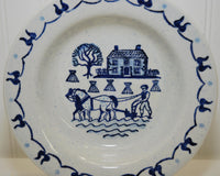 Vintage Collectible Metlox Provincial Blue 8 1/2" Soup Bowl, Poppytrail (c. 1950-1982) Blue Dinnerware, Farm Scene, Country Kitchen Decor