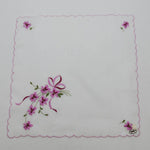 Delicate Vintage Embroidered Purple Violets Handkerchief (c. 1950's-1960's) Made In Switzerland, Original Marshall Field Price Tag, Spring