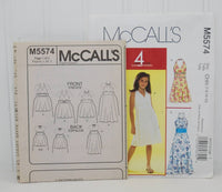 McCall's M5574 Girl's Summer Dress Sewing Pattern (c. 2008) Girl Sizes 7-12, Easy Sewing Pattern, Four Different Styles, Cute Spring Dress