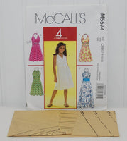 McCall's M5574 Girl's Summer Dress Sewing Pattern (c. 2008) Girl Sizes 7-12, Easy Sewing Pattern, Four Different Styles, Cute Spring Dress