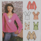 Simplicity 5195 Easy-To-Sew Woman's V-Neck Top (c. 2004) Misses' Sizes 6-12, Spring, Summer Top, Easy Sewing Pattern, Flared Sleeve