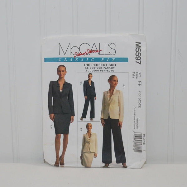 McCall's M5597 Palmer Pletsch Classic Fit Women's Lined Jacket, Skirt, Pants (c. 2008) Misses' Sizes 16-22, Plus Size Business Suit