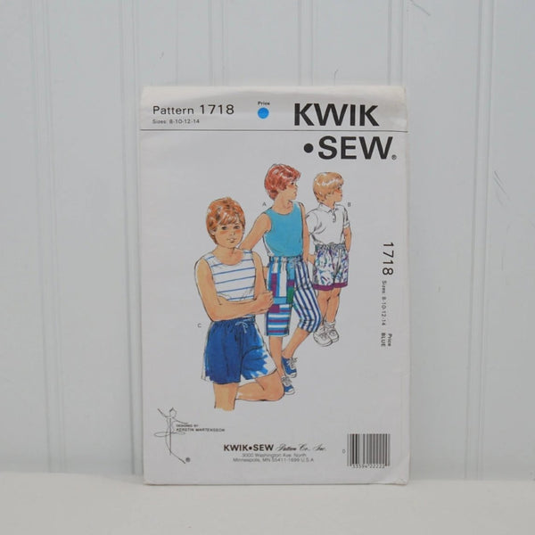 Vintage Kwik Sew 1718 Sewing Pattern Designed By Kerstin Martensson (c. 1987) Boy Sizes 8-14, Boy Shorts With Three Variations, Summer Short
