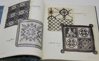 Shown are two pages from the book Knitting Block by Block by Nicky Epstein. Four blocks are shown.