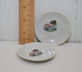 Cute Vintage Pair of Children's China Plates (c. pre-1998) Made In Japan, Girl Painting Her Dog's House, Miniature Play Plates, Collectible