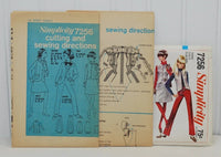 The paper instruction sheets for Simplicity 7256. There are 2 individual sheets of instructions. There is also a partial view of the right side of the paper envelope.