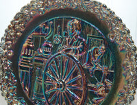 Vintage Fenton Art Glass American Craftsman Series Carnival Glass Plate #9 (c. 1978) Commemorative Plate of Richard Ewstead, Wheelwright