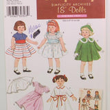 Simplicity 3929 (c. 2006) Simplicity Archives, Vintage 1952, Clothes For 18" Dolls, 18 Inch Fashion Dolls, Doll Blouse, Doll Dress, Retro