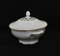 Another side view of the Seltmann soup tureen with lid. One handle can be seen.