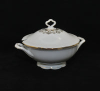 Another view of the Seltmann soup tureen. The lid is in place and both handles can be seen.