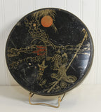 Rare Vintage Tindeco Asian Inspired Round Sewing Tin (c. 1920's) Vintage Sewing Tin, Spool Holders, Vintage Metal Round Tin, Cloth Lined