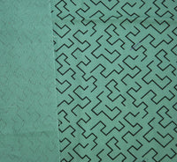 Fabulous Geometric Cotton Fabric, Black Lines on a Medium Green Background (c. ?) 18 Inches by 37 Inches, Quilting Fabric, Sewing, Quilts