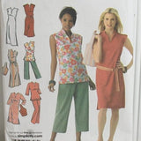 Simplicity 4190 Design Your Own by Karen Z Line (c. 2000's) Plus Size 20W-28W Knee Length Dress, Crop Top, Crop Pants, Tunic, Matching Bag