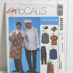 Easy McCall's M4529 (c. 2004) Uniform Essentials, Misses' and Men Sizes Extra Large - Triple Extra Large, Jacket, Shirt, Apron, Hat, Pants
