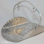 Vintage Hand Finished Aluminum Large Handled Basket, Floral & Fruit Design (c.1950-1960) Home Decor, Collectible, Gift Idea