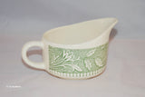 Vintage Scio Pottery, Avon Pattern Green Floral and Leaves on a Ivory Colored Creamer, Small Gravy Pourer, Desk Organizer