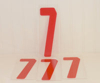 Vintage Industrial Marquee Plastic Red Seven Sign Number, 9" Tall