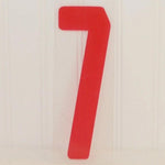 Vintage Industrial Marquee Plastic Red Seven Sign Number, 9" Tall