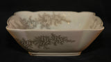 Side view of antique Adamantine square bowl . Beautifully delicate floral design on the sides and inside the bowl.